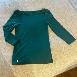 Lilly Pulitzer Halee 3/4 Sleeve Top in Hosta Green